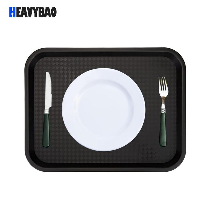 Heavybao Multipurpose Rectangular Plate Plastic Fast Food Serving Trays for Cafeterias, Fast Food, And Dining Room