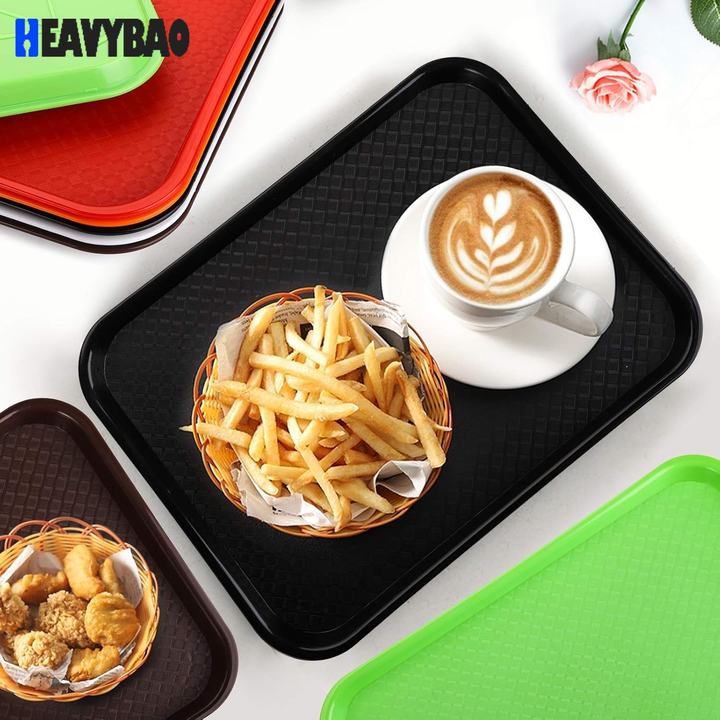 Heavybao Multipurpose Rectangular Plate Plastic Fast Food Serving Trays for Cafeterias, Fast Food, And Dining Room