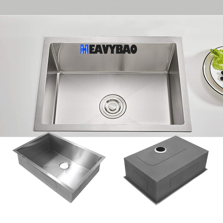 Heavybao OEM ODM Handmade Square Undermount 304 Stainless Steel Bowl Basin Corner Kitchen Sink Manufacturing & Supply Trade