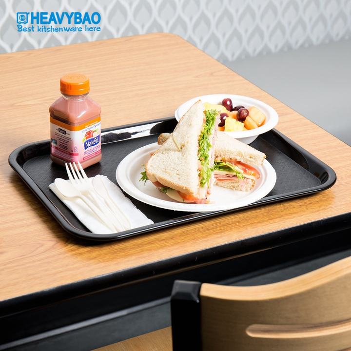 Heavybao Plastic Fast Food Serving Tray for Home Kitchen Restaurant School Lunch Grill Tray Bulk Platter Serving Wholesale Bulk Supply Distributor