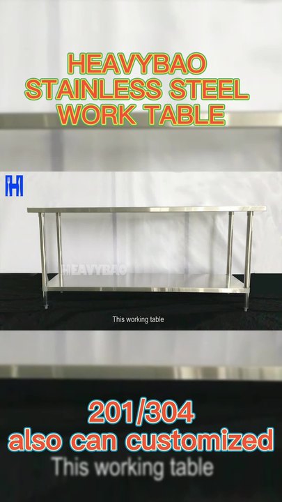 Heavybao Portable Lab Stainless Steel Used Adjustable Worktop Food Working Kitchen Work Table