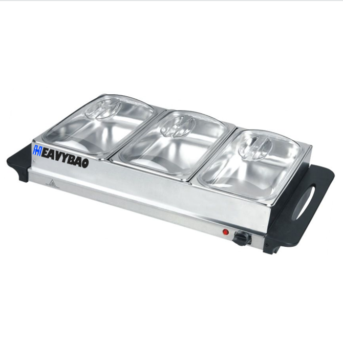 Heavybao Portable Stainless Steel Electric Cookware Dish Tray Food Warmer Buffet Server Set for Home Use Bulk Supply