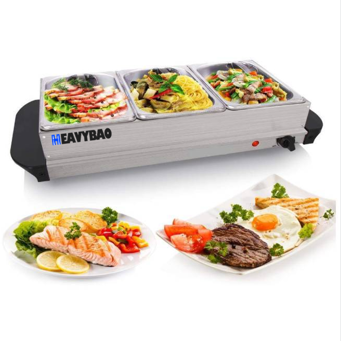 Heavybao Portable Stainless Steel Electric Cookware Dish Tray Food Warmer Buffet Server Set for Home Use Bulk Supply