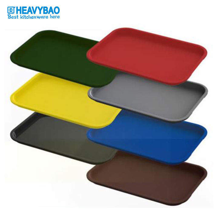 Heavybao Rectangle Plastic Dinner Tray Plastic School Lunch Tray PP Plastic Food Tray