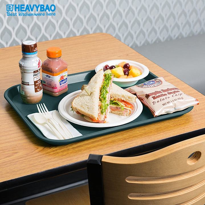 Heavybao Rectangle Plastic Dinner Tray Plastic School Lunch Tray PP Plastic Food Tray