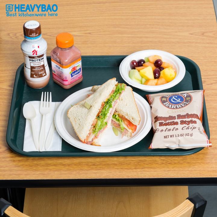 Heavybao Rectangle Plastic Non-Slip Fast Food Serving Tray Cafeteria Trays Production Wholesale Outlet