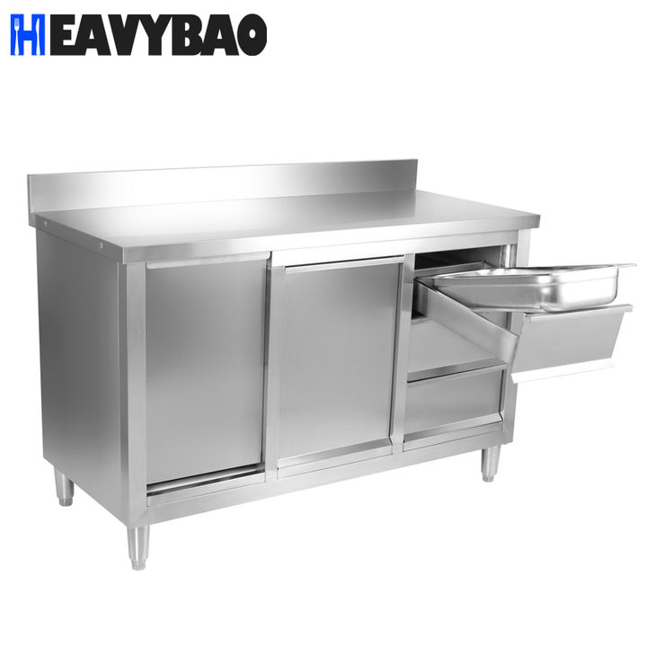 Heavybao Restaurant Commercial Kitchen Equipment Stainless Steel Hot Cupboard Kitchen Worktable Cabinet Kitchen Cupboard