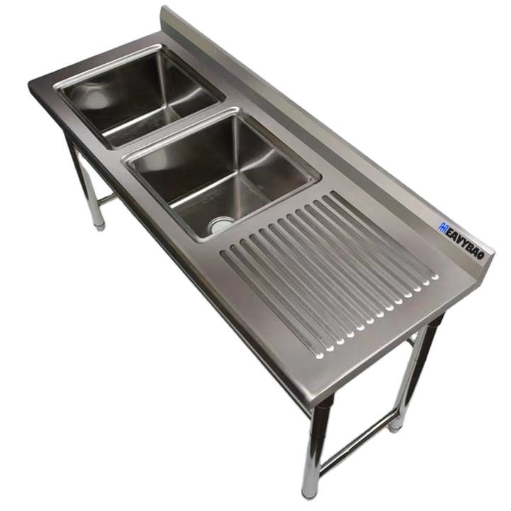 Heavybao Restaurant Commercial Kitchenware Supplier Stainless Steel Working Table Top With Sink And Table Manufacturing Services Export