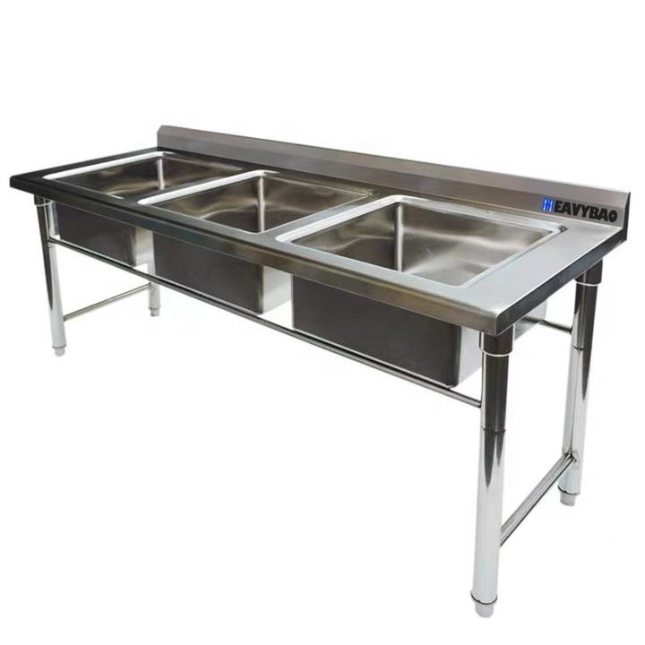 Heavybao Restaurant Commercial Kitchenware Supplier Stainless Steel Working Table Top With Sink And Table Manufacturing Services Export