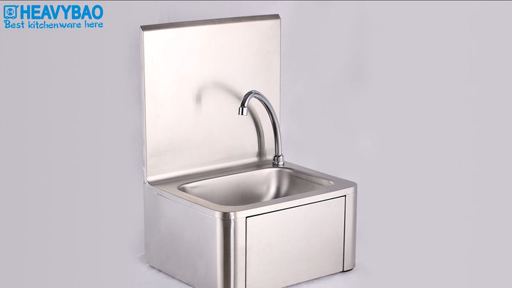 Heavybao Wholesale Stainless Steel Hotel Kitchen Hands Free Foot Operated Hand Wash Basin Sink