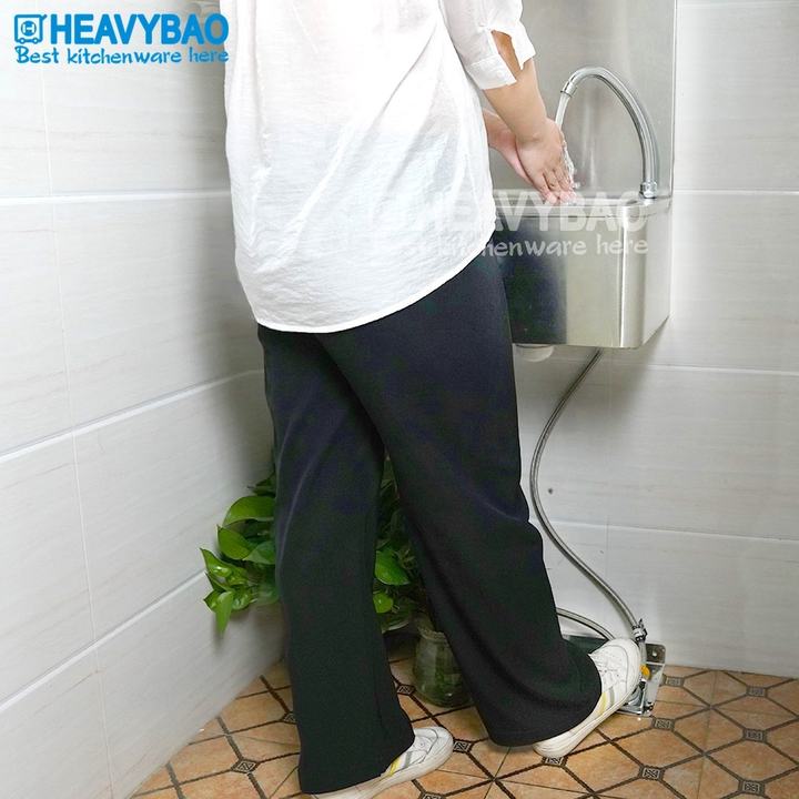 Heavybao Wholesale Stainless Steel Hotel Kitchen Hands Free Foot Operated Hand Wash Basin Sink