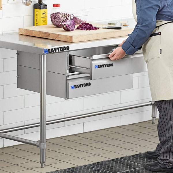 Hevybao Double-Stacked Drawer Set With Stainless Steel Front Work Table Drawer