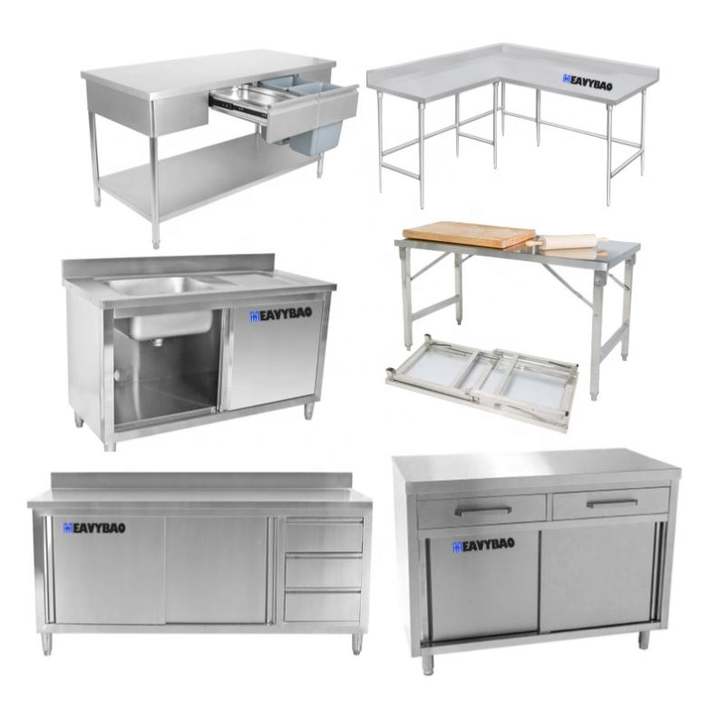 Kitchen Equipment Vegetable Preparation Bench For Food Stainless Steel Cupboard Working Table