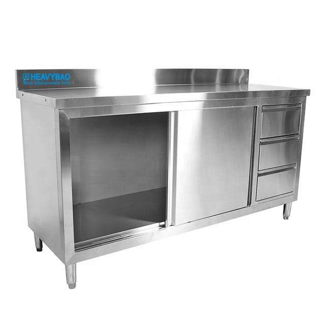 Kitchen Equipment Vegetable Preparation Bench For Food Stainless Steel Cupboard Working Table