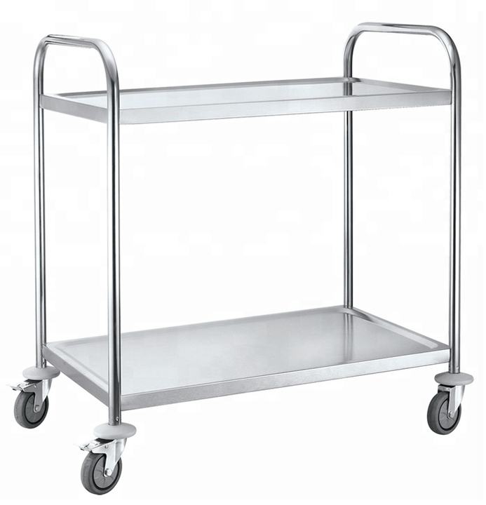 Lightweight Stainless Steel Folding Serving Trolley Food Service Cart With Wheels