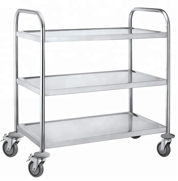 Lightweight Stainless Steel Folding Serving Trolley Food Service Cart With Wheels