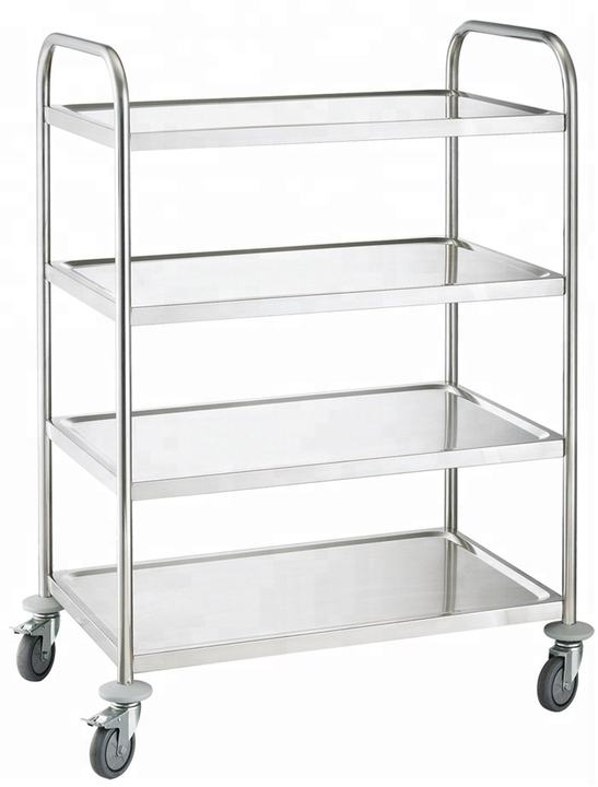 Lightweight Stainless Steel Folding Serving Trolley Food Service Cart With Wheels