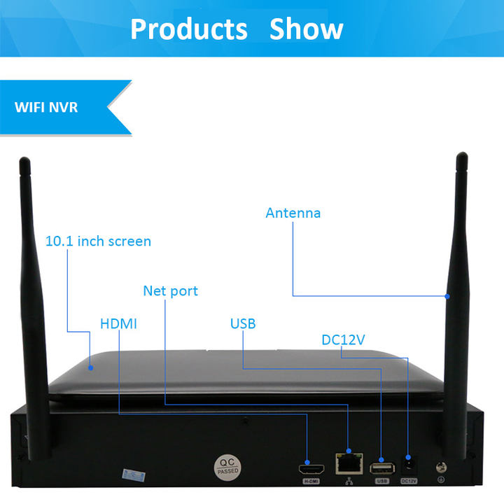 Eseecloud 10 Inch LCD Screen Display Monitor Video Recorder Wireless Security 5MP 8 Channel Wifi NVR