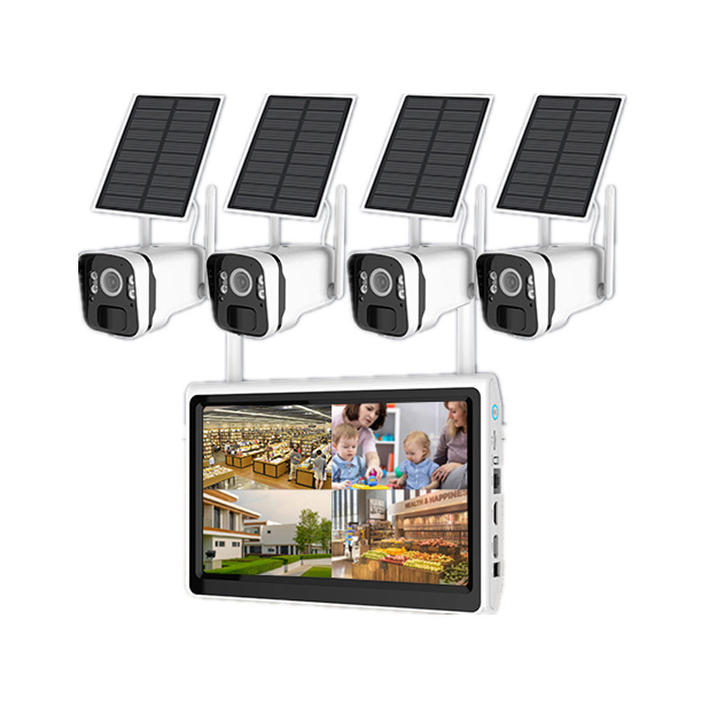 10.1 Monitor WIFI NVR Kit 4 Solar Battery Wireless Camera 4MP 4CH Security Home CCTV System