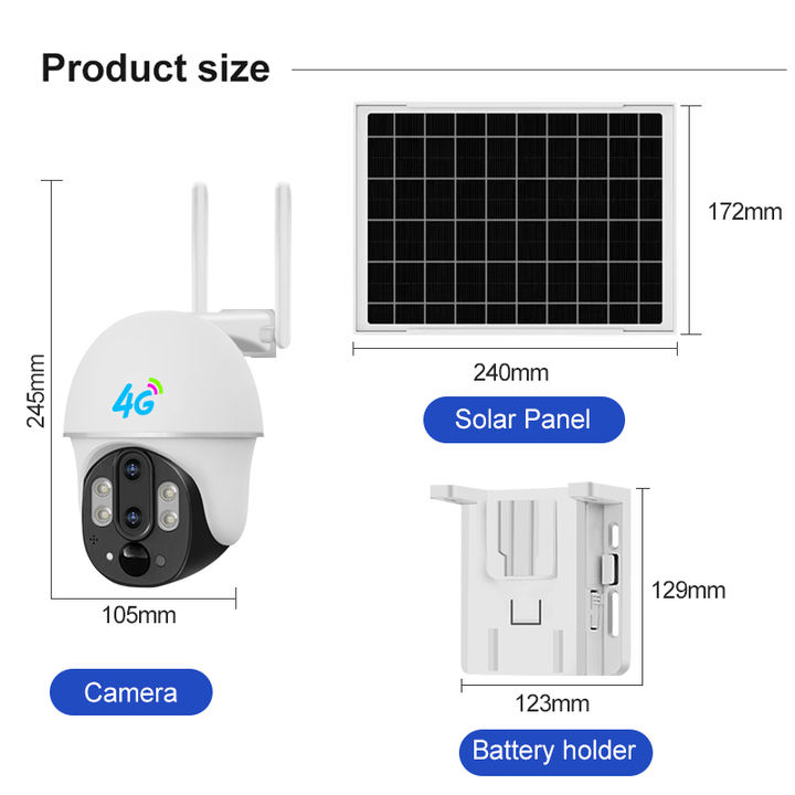 10X ZOOM Double Lens 4G Sim Card Solar Power Battery Camera