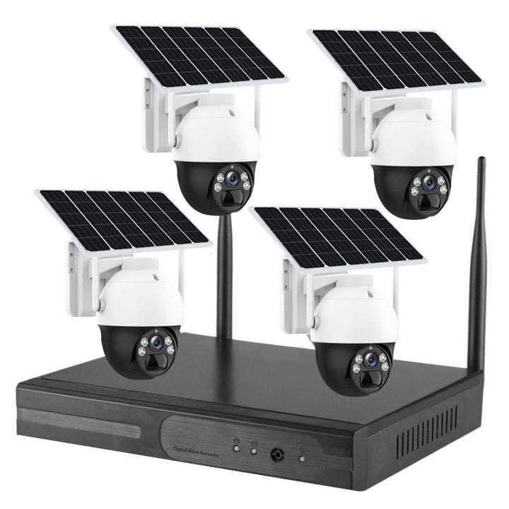 4CHs 3.0 Megapixel WiFi IP Solar Street Reversing Camera NVR Data Storage  Outdoor Application CMOS Battery-Powered Alarm Wholesale B2B Pricing