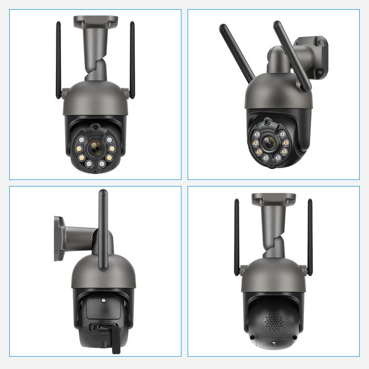4K 8 MP Human Auto Tracking Red Blue Light Outdoor Wifi Ptz Security Waterproof Wireless IP Camera Color Night Vision Supplier Wholesale Production