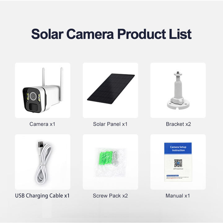 4MP Outdoor Seperate Install Solar Panel 9600mA Battery WIFI Bullet Camera PIR Human Detect