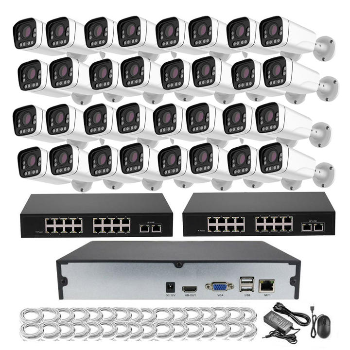 4X Zoom Face Detection Night Vision Outdoor 32 Channel CCTV Network Security Camera System POE 8 MP Complete Set