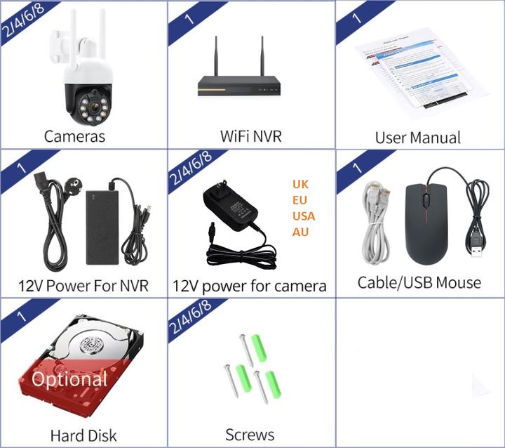 4chs H.265 3.0Megapixel Wifi NVR Kits Audio Intercom System Diy Drone Camera Home Security Rapid Production Solutions Trade
