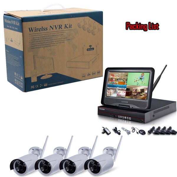4chs 1080P Wifi NVR with 10.1 inches  Monitor home security camera system wireless Large Order Wholesale Outlet