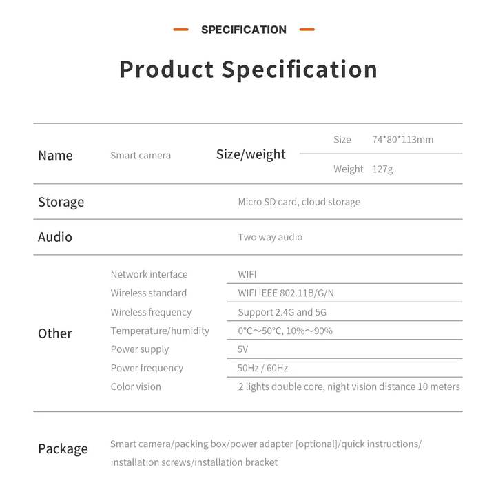 5.0Megapixels  WiFi BulletCamera TUYA  Smart  wifi ir PT IP Camera Video  System Factory Authorized Wholesale