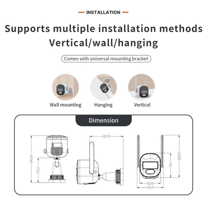 5.0Megapixels  WiFi BulletCamera TUYA  Smart  wifi ir PT IP Camera Video  System Factory Authorized Wholesale