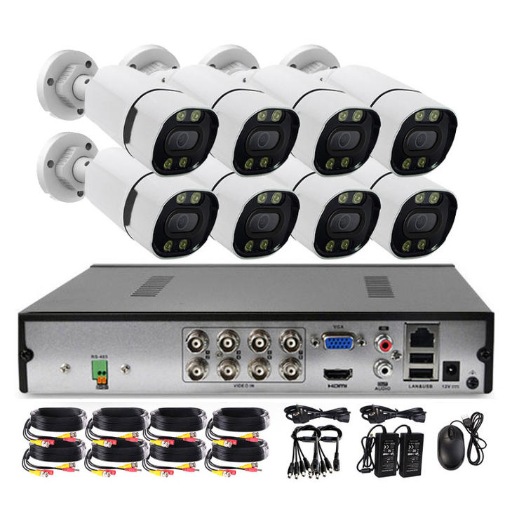 5MP smart outdoor night vision wired hybrid DVR set cctv video surveillance kit 8CH coaxial audio tvi camera security system