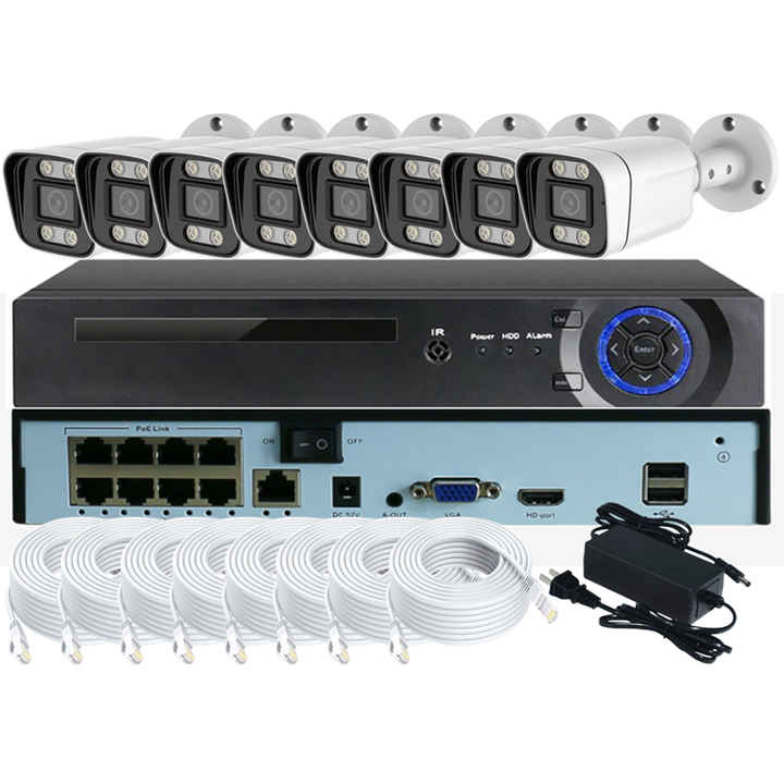 8MP 8Ch POE Camera NVR Set 4K Double Light(IR/White) IP Camera Network Security Camera System Kit Face Detection xmeye Direct Wholesale