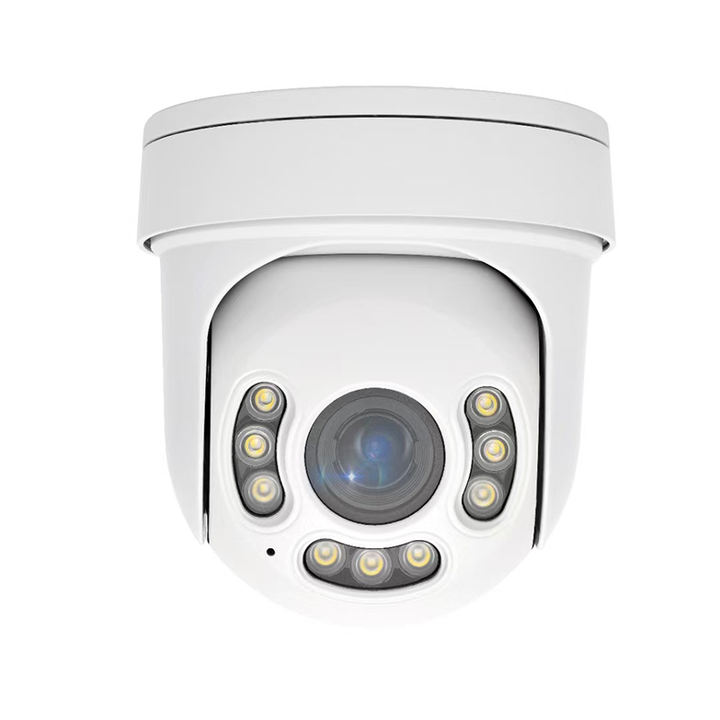 8MP Outdoor Metal IP66 Waterproof Dome Camera 4x Zoom 40m IR Two-Way Audio POE 4K PTZ Camera Color Night Direct from Factory