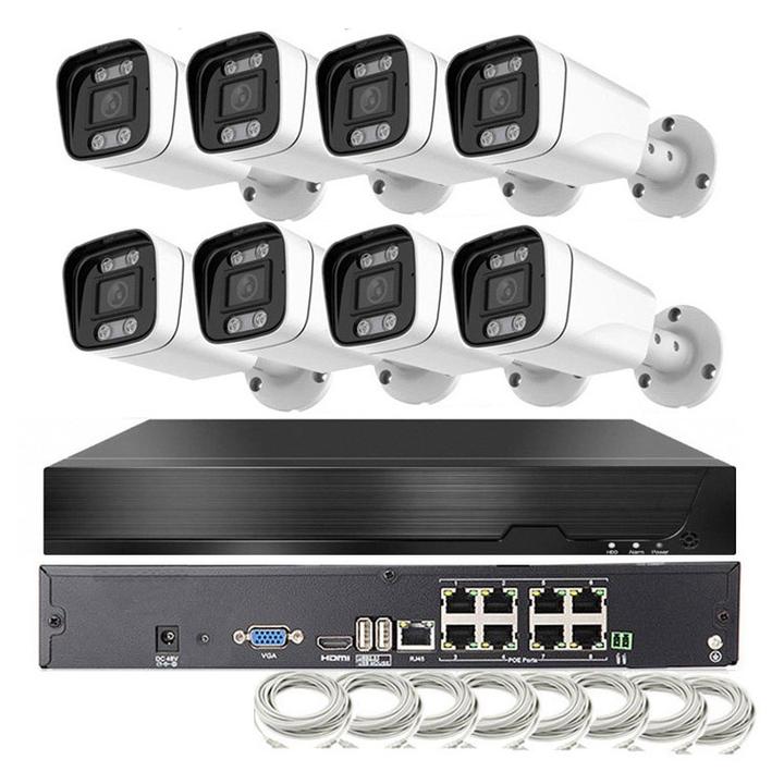 8chs poe camera nvr kit security safe 5mp view wide video night use for shop home school