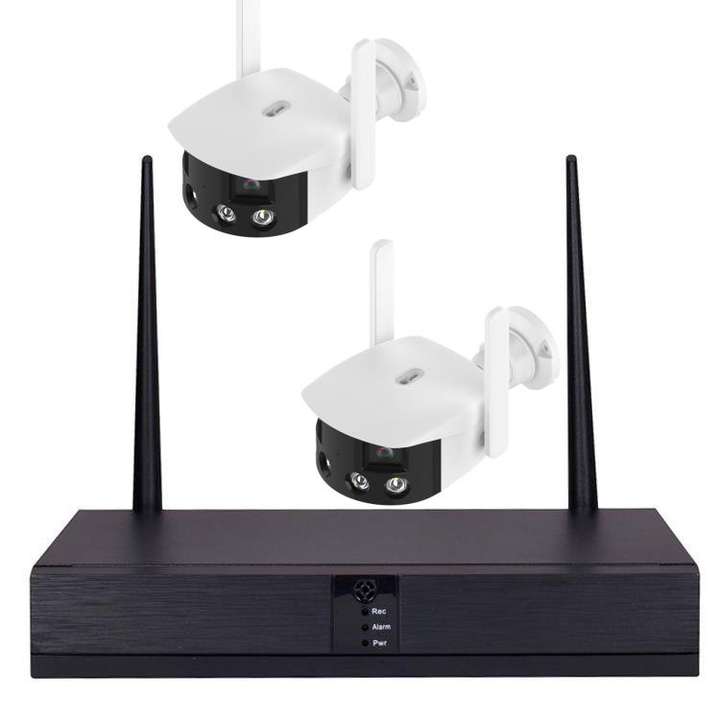 180 Wide Angle 32:9 Human Dual Lens CCTV Waterproof Wifi IP Security Surveillance Camera 4ch Wireless NVR Kit Direct Factory Wholesale