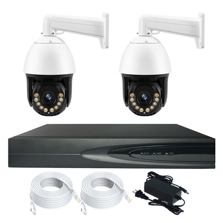 20X 2 Channel 8 Megapixel PTZ POE IP Camera NVR KIT 6 Metal Dome Microphone Outdoor Waterproof Human Tracking Seetong Product Manufacturing