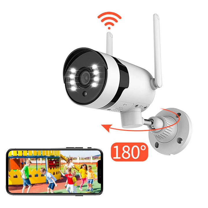 180 degree Rotate 4chs NVR Wifi Kits H265 3MP Wireless Bullet Camera Outdoor CCTV System