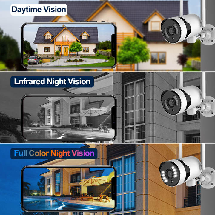 180 degree Rotate 4chs NVR Wifi Kits H265 3MP Wireless Bullet Camera Outdoor CCTV System