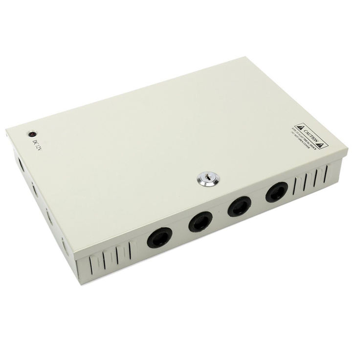 220V to 12V Power Adaptor 10A 9chs Fused Metal CCTV Power Supply China Exporter Custom Solutions