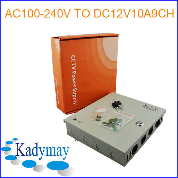 220V to 12V Power Adaptor 10A 9chs Fused Metal CCTV Power Supply China Exporter Custom Solutions