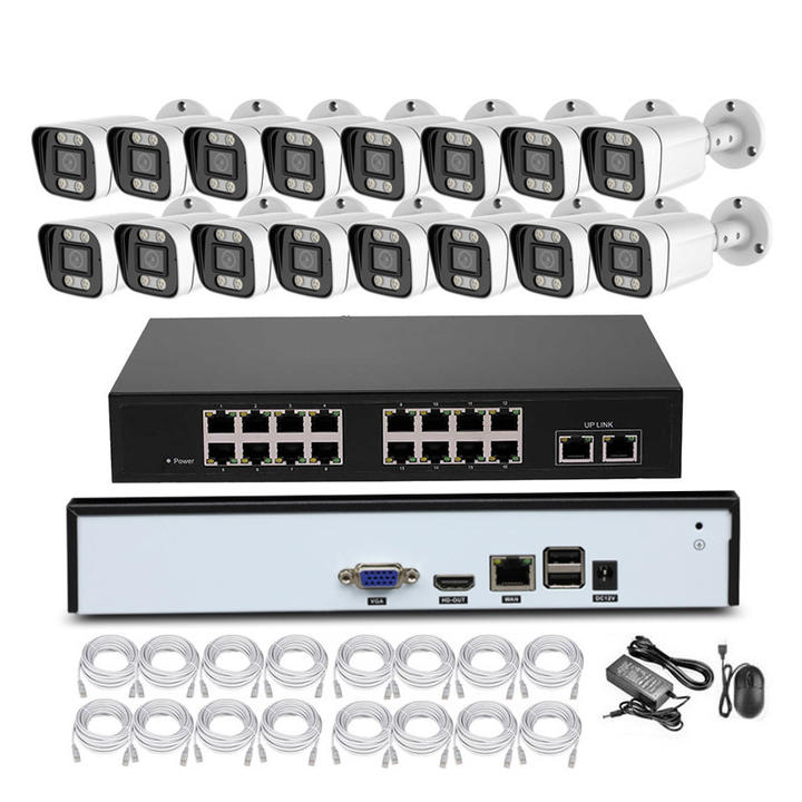 30FPS 4K 16 Channel POE Switch CCTV NVR System 8MP 4K POE IP Camera Two Way Audio 16CH Security KIT