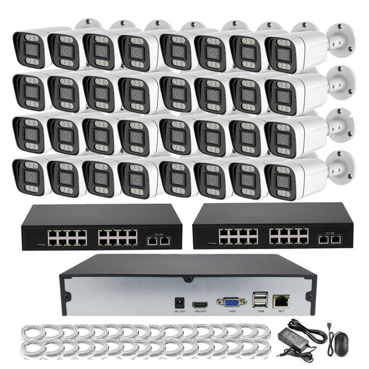 32CH 5MP  POE IP Camera NVR Kit two way audio face detection double Light(IR/white) security camera system NVR set xmeye China Production Hub