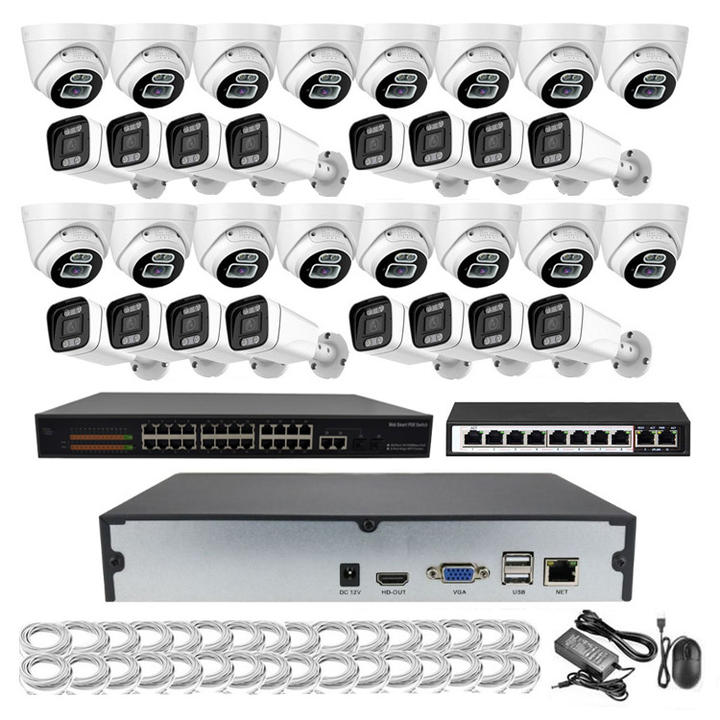 32CH 5MP  POE IP Camera NVR Kit two way audio face detection double Light(IR/white) security camera system NVR set xmeye China Production Hub