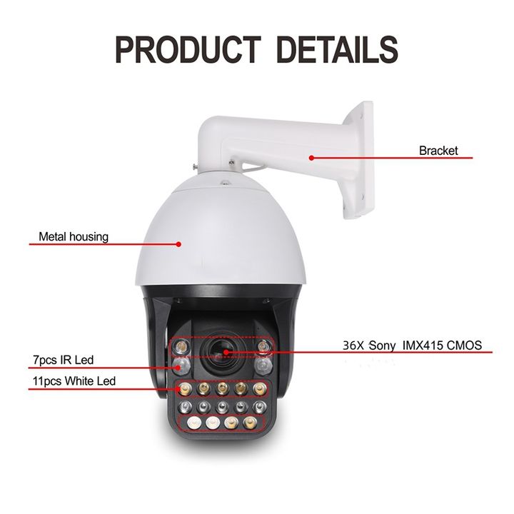 36x 8mp 4k ip ptz camera full color (ir/white) 7 300m ir 2 way audio tf human tracking detection optical Wholesale Factory Bulk Orders