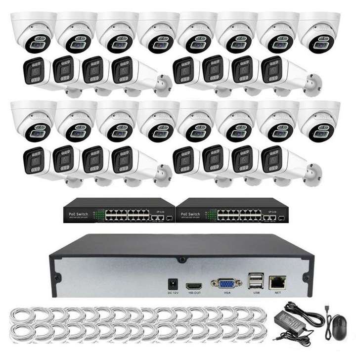 32chs 2 Way Audio 8mp 4K Face Human Detection POE CCTV Security Camera Module Outdoor System 4K NVR 8 MP Kit