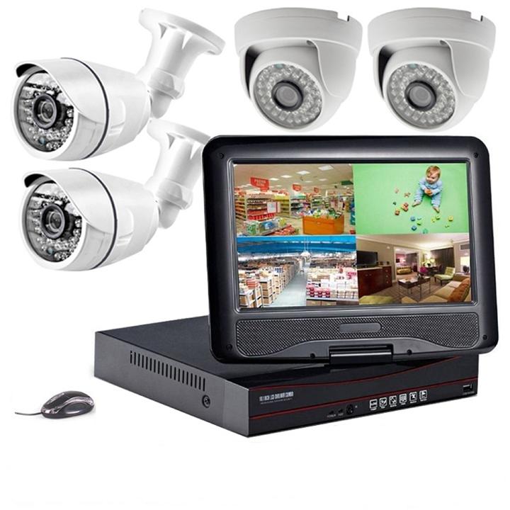 Analog AHD Security Cctv System 4CH Kit 5MP AHD Camera 4 Channels DVR With 10Inch LCD Monitors