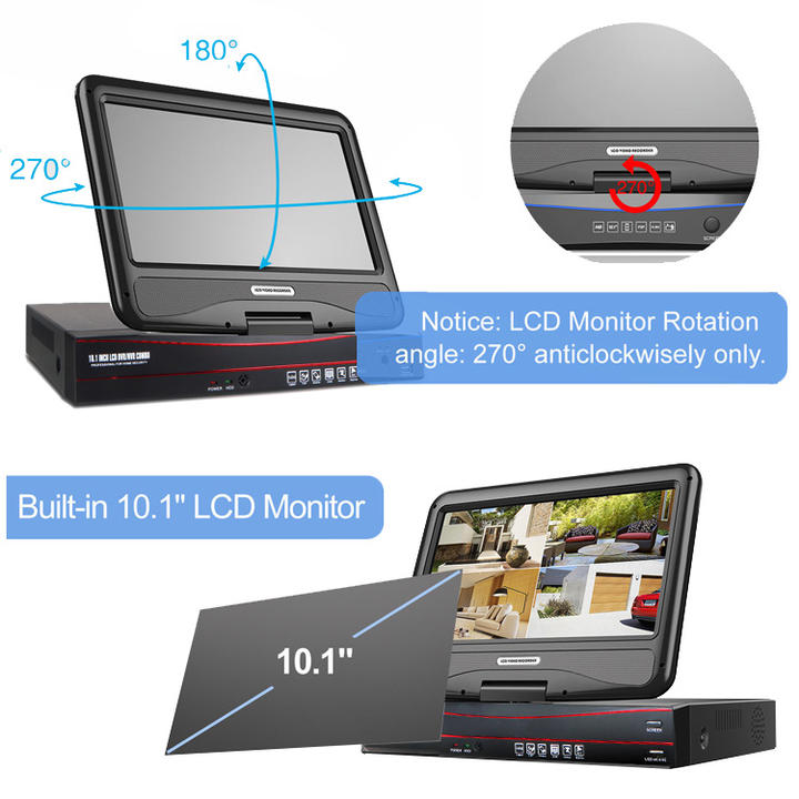 Analog AHD Security Cctv System 4CH Kit 5MP AHD Camera 4 Channels DVR With 10Inch LCD Monitors