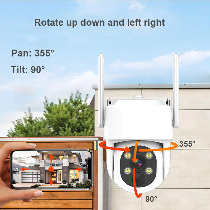 Battery Solar Power Camera Kit 2 Way Audio PTZ Camera Wireless NVR System 4CH 3MP Wifi Surveillance Kit